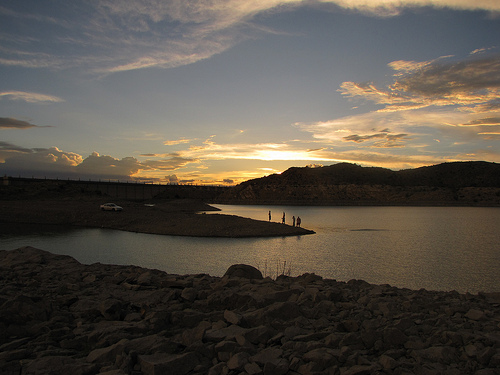 Some of the lake’s shorelines are entirely sand. Other areas are lined with large, jagged rocks. Photo by Rohit Chhiber