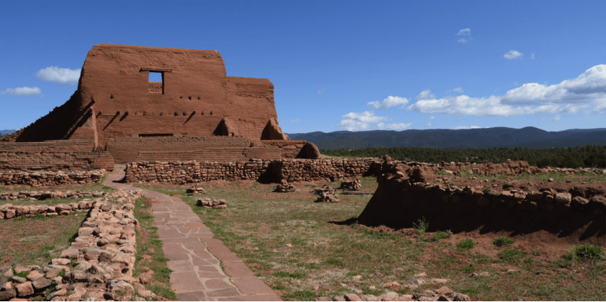 The old Mission Church is open to explorers. The path is indicated by the flagstones. Photo by Mia Clark/NMNP
