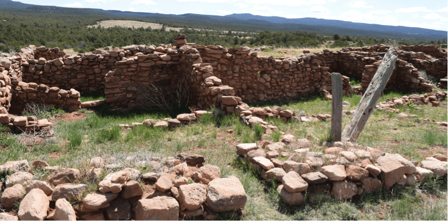 There are no barriers around the pueblo ruins but entering them is not allowed. Photo by Mia Clark/NMNP