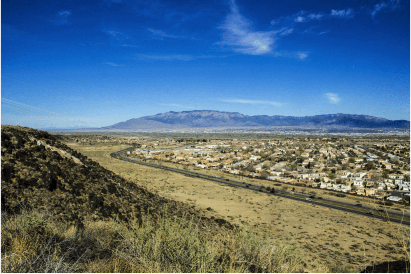 A view of Albuquerque's west side development encroaching toward the Petroglyph National Monument. Photo by Evan Barela/NMNP