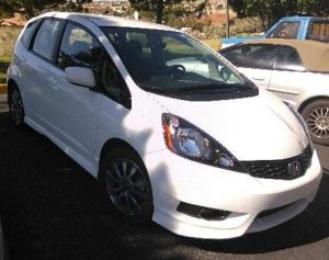 Tudor's personal 2013 Honda Fit which he uses when driving for Uber
