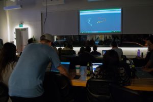 Kurt Hollowell presents his mesh tracer tool to the Guild. Photo by Ryan Kampmeier / NM News Port.