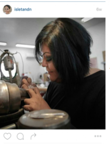 Courtesy of Elizabeth Kirk's Instagram (@isletandn) Kirk invites her clients into the jewelry making process by sharing photos of her working in her shop.