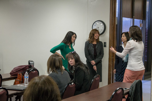 New Mexico Tech Council’s Women in Technology Project brings together women in all areas of the tech industry. A group of women network before the talk starts.Photo by Nayla Degreff/NM News Port 