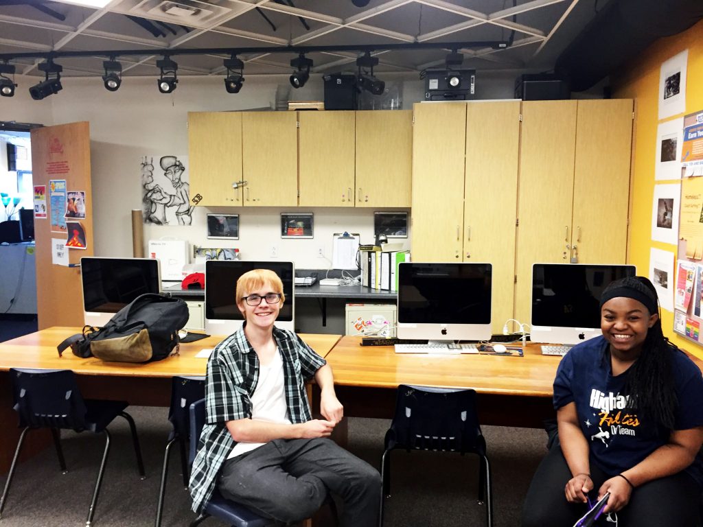 Youth members Lucas Smathers and D’nessa Mcdaniels are hanging out in the Mac Shack, waiting for their youth poetry class to start. Photo by Mercedez Holtry/ NM News Port