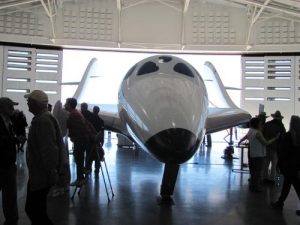 Virgin Galactic’s spaceship sits in a large hangar. In the future, the ship will carry private citizens to space for only $250,000. Photo by Marissa Higdon / NM News Port.