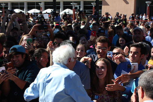 Sen. Sanders shakes the hands of supporters after the rally. Sanders campaigned on behalf of presidential candidate Hillary Clinton. Photo by Jessica Robertson / NM News Port