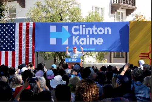 Sen. Bernie Sanders supporting Clinton at a rally at the University of New Mexico in October. The senator drew a crowd of over 1,000 people. Photo by Victoria Shupryt / NM News Port