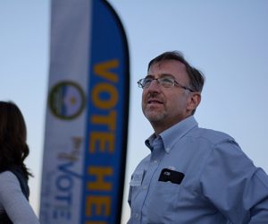 Dave Simon, candidate for State Senate District 10 at an Albuquerque westside voting location in Tuesday afternoon. Photo by: Ricky Garcia / News Port