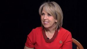 Michelle Grisham talks to NMPBS. Photo by: newmexicopbs.org
