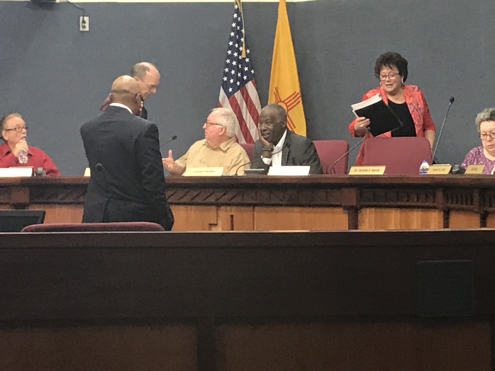 The Civilian Police Oversight Board members getting ready before their monthly meeting on Sept. 21, 2017, starts 2