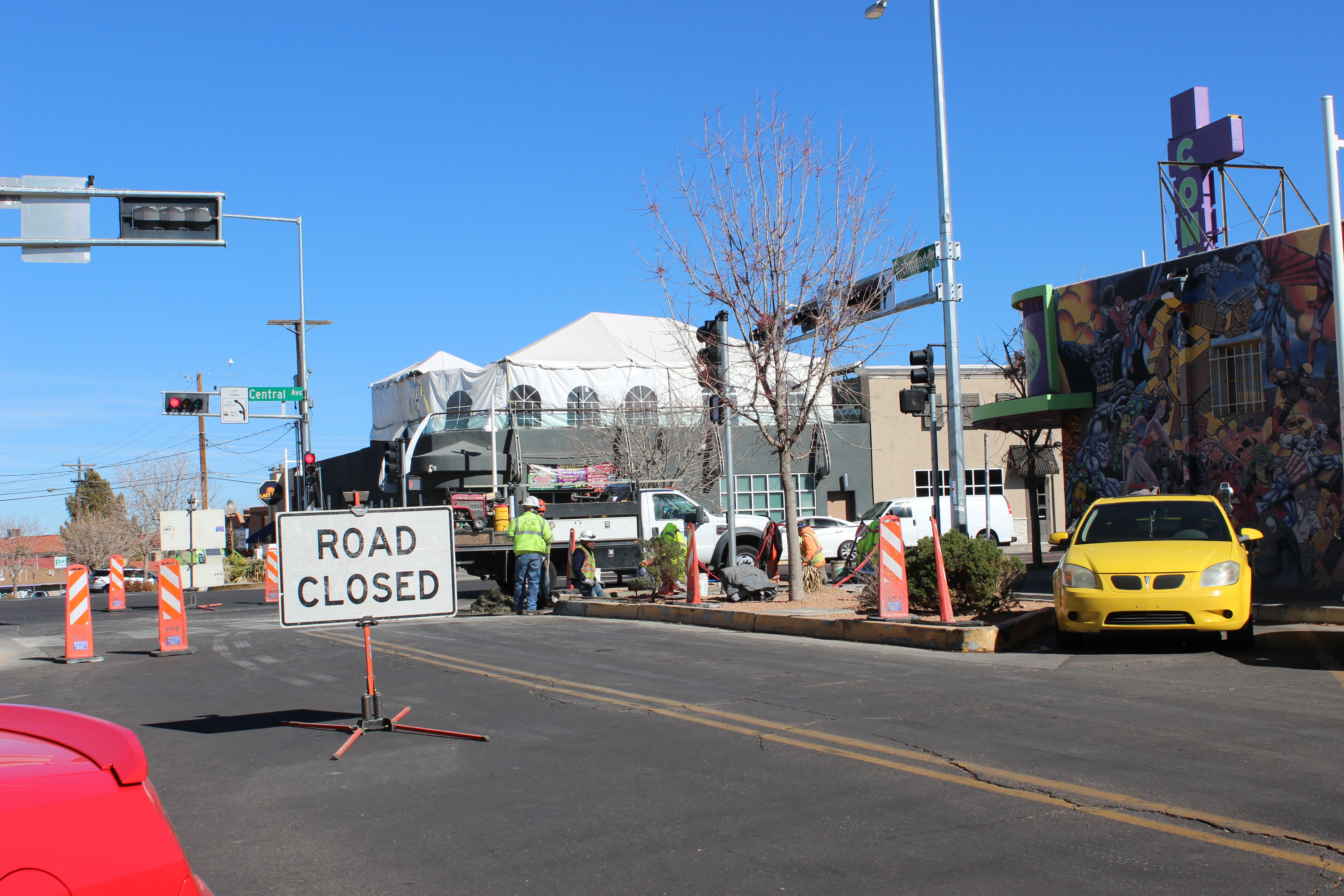 Road Closed in front of Astro