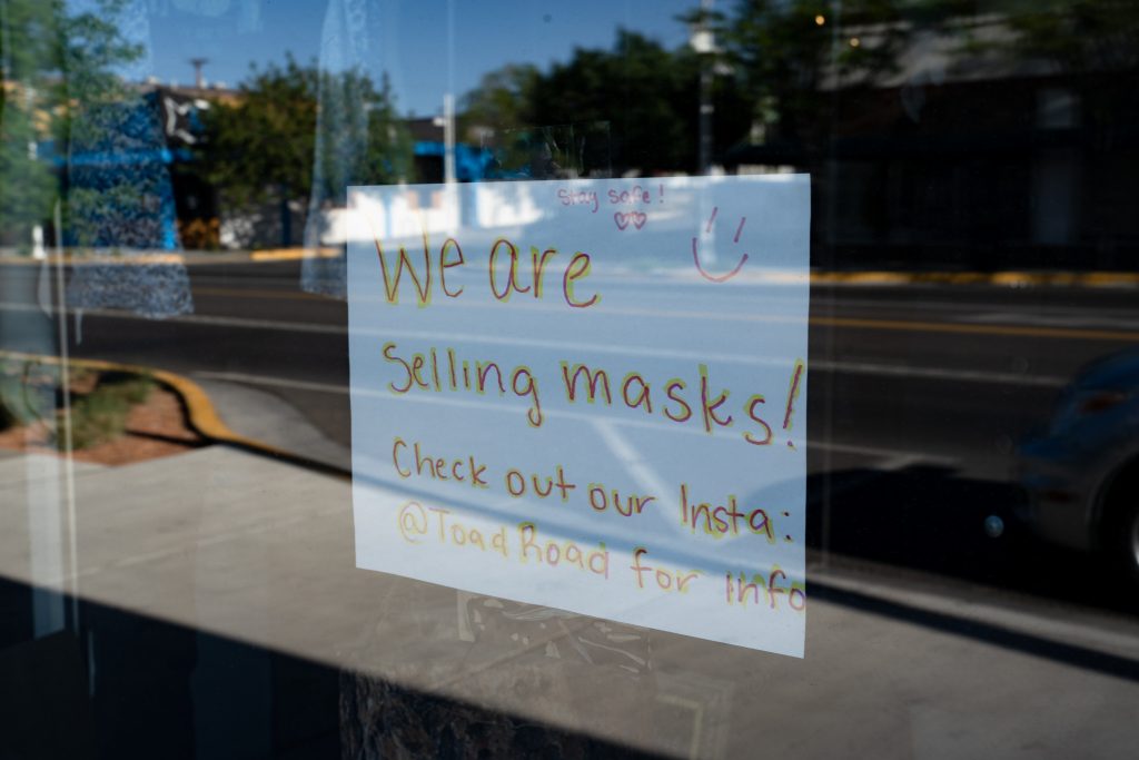 sign says masks are being sold here